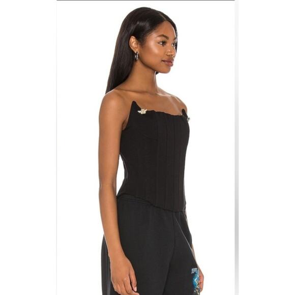 Boys Lie Corset Top Womens X Large Black Boned Bodice Strapless Paneled Zipper - Picture 3 of 10